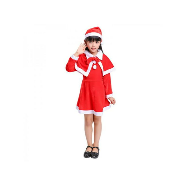 Girls Santa Claus Costume Childrens Nativity School Play Fancy Dress Santas Outf